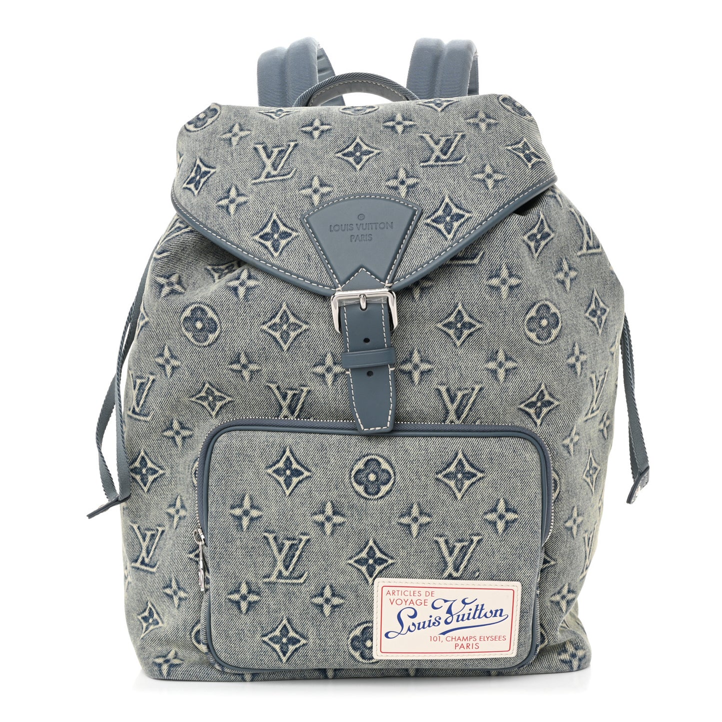 Monogram Denim Washed 3D Montsouris Backpack Blue