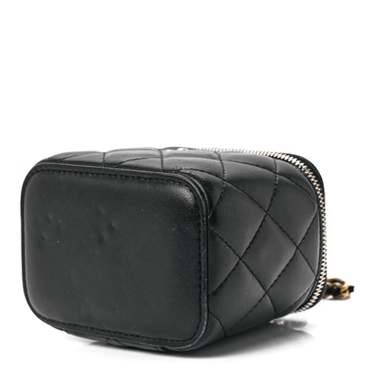 Chanel Lambskin Quilted Mini Pearl Crush Vanity Case With Chain Black 9 of 12