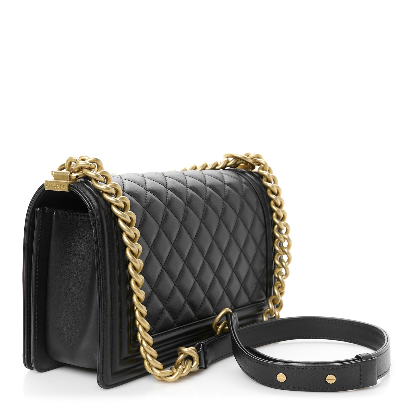 Lambskin Quilted Medium Boy Flap Black