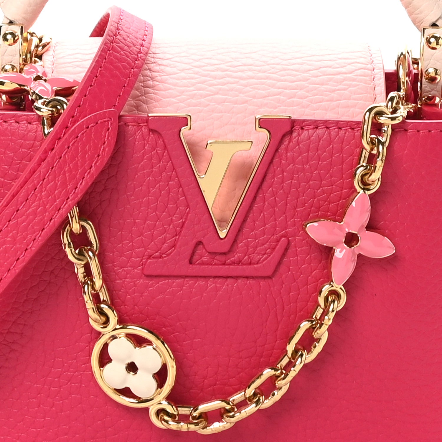 Louis Vuitton Taurillon Flower Chain Capucines Mini Rose Pondicherry 7 of 9