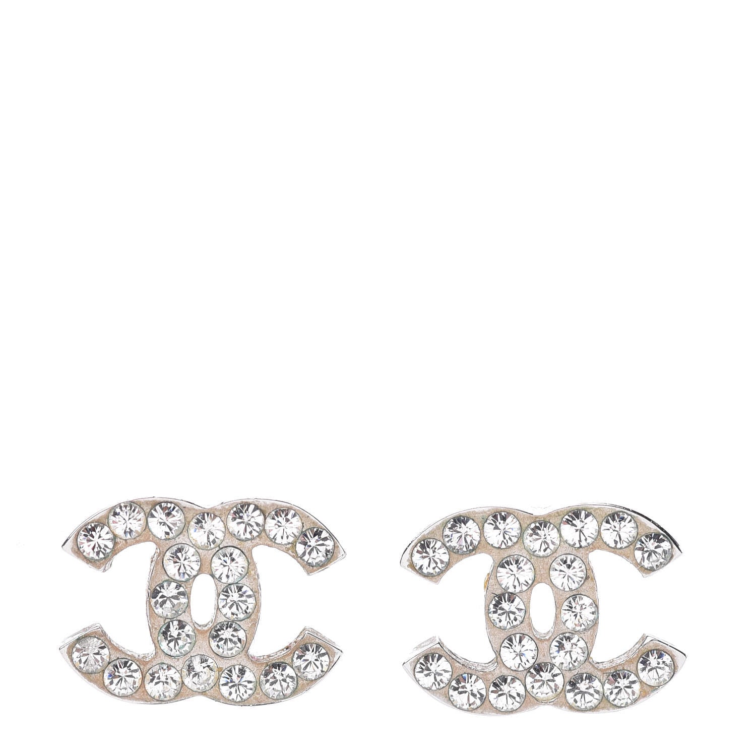 Chanel Crystal Timeless CC Earrings Silver 1 of 5