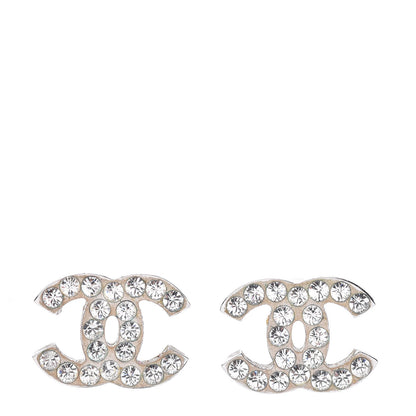Chanel Crystal Timeless CC Earrings Silver 1 of 5