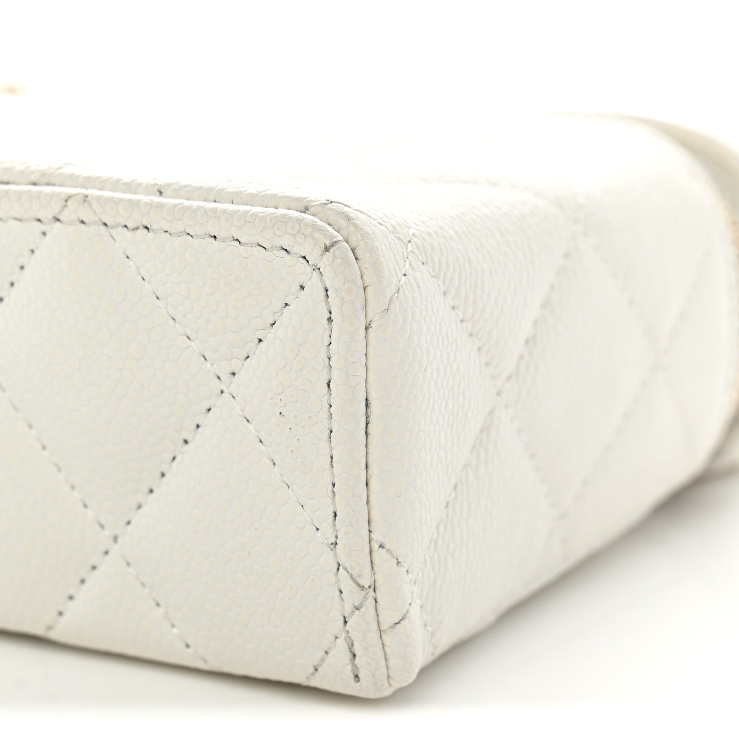 Caviar Quilted Top Handle Slim Vanity With Chain White