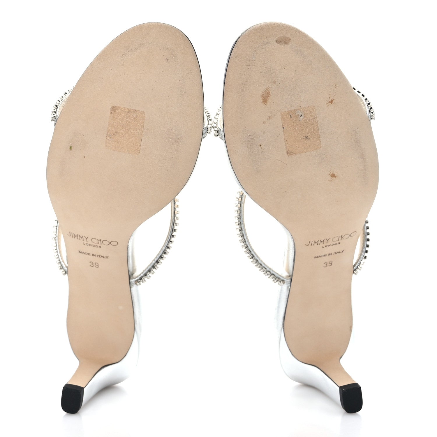 Jimmy Choo Metallic Calfskin Crystal Brea 65 Sandals 39 Silver 5 of 7