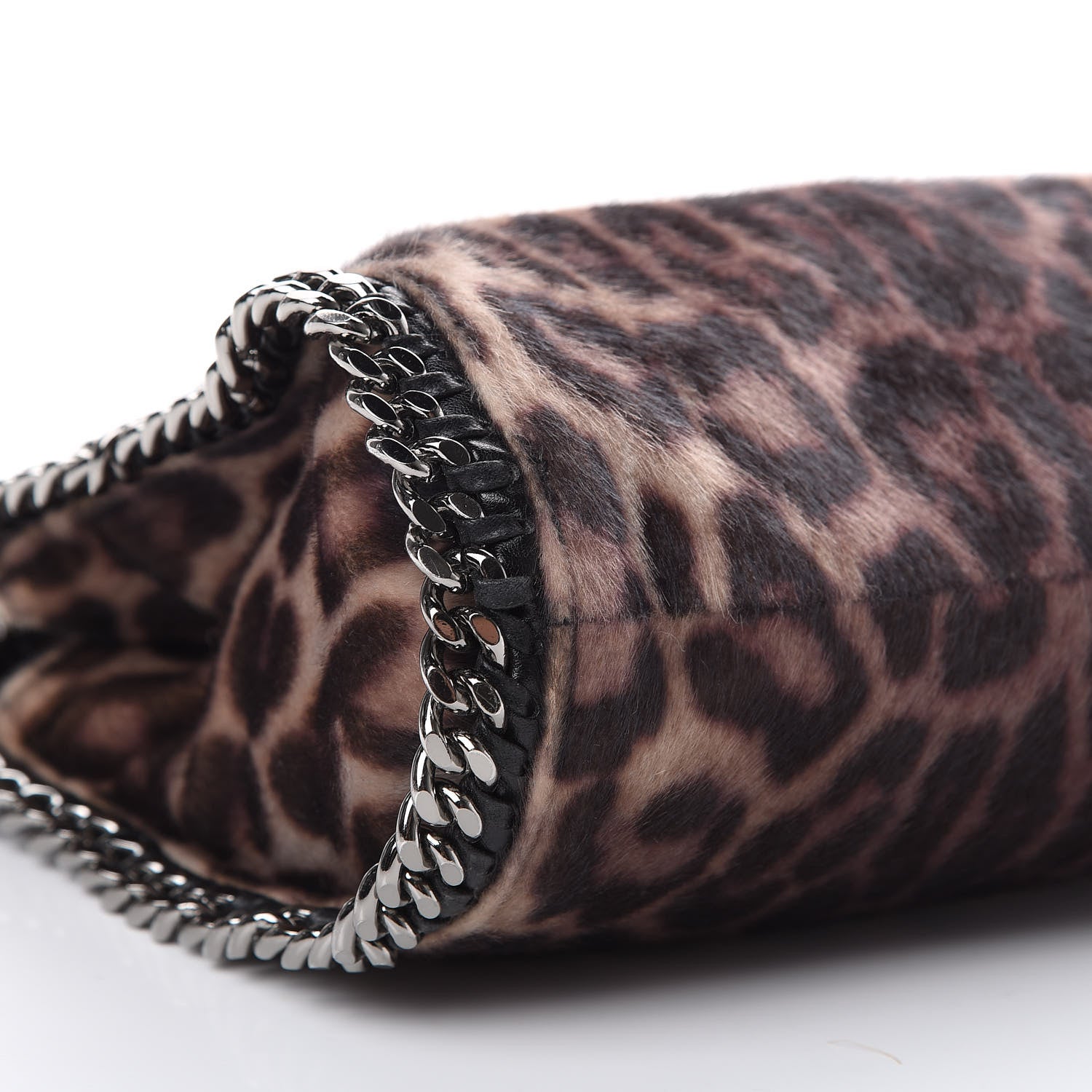 Stella McCartney Faux Calf Hair Leopard Print Mini Falabella Fold Over Tote Black 8 of 9