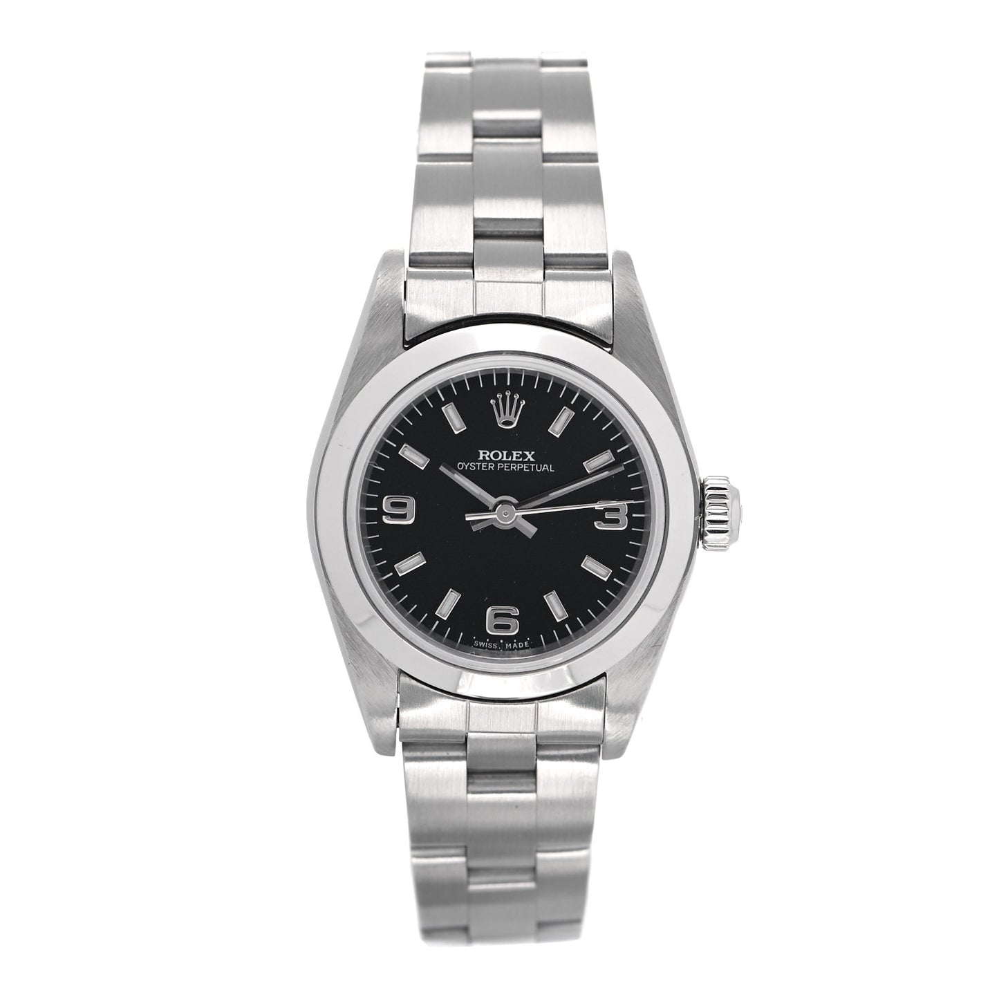 Stainless Steel 24mm Oyster Perpetual Watch Black 76080