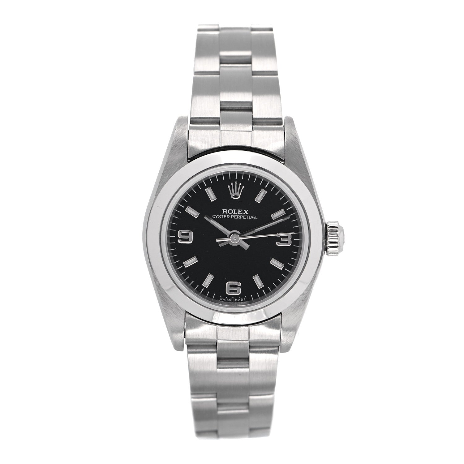 Rolex Stainless Steel 24mm Oyster Perpetual Watch Black 76080 1 of 4