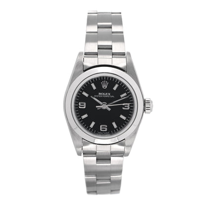 Rolex Stainless Steel 24mm Oyster Perpetual Watch Black 76080 1 of 4