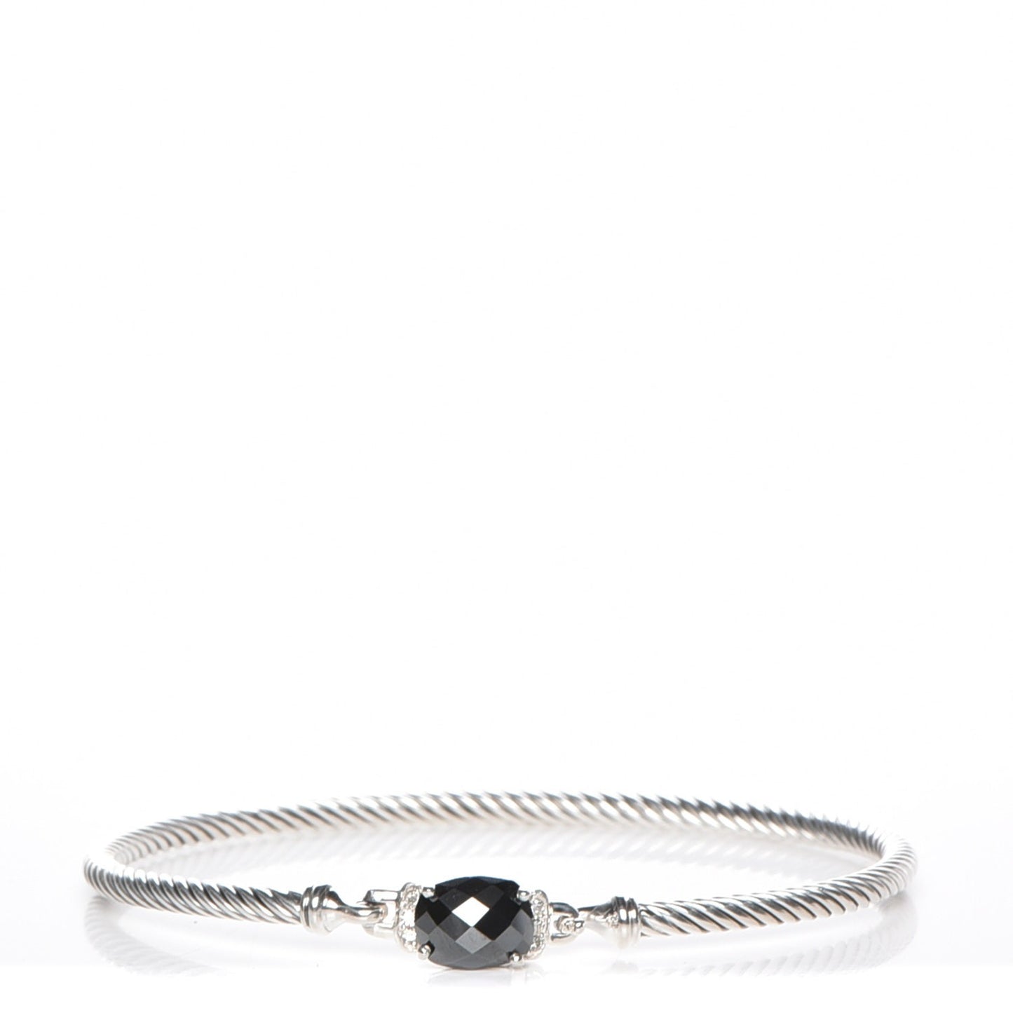 Sterling Silver Diamond Hematite 3mm Petite Wheaton Bracelet