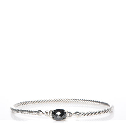 David Yurman Sterling Silver Diamond Hematite 3mm Petite Wheaton Bracelet 1 of 6
