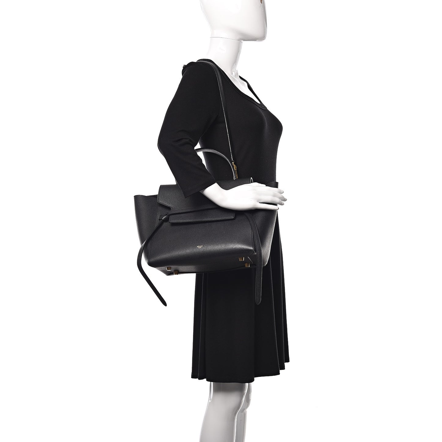 Grained Calfskin Mini Belt Bag Black