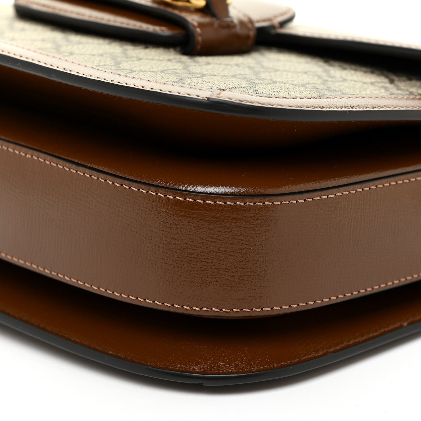 GG Supreme Monogram Horsebit 1955 Shoulder Bag Beige Brown Sugar