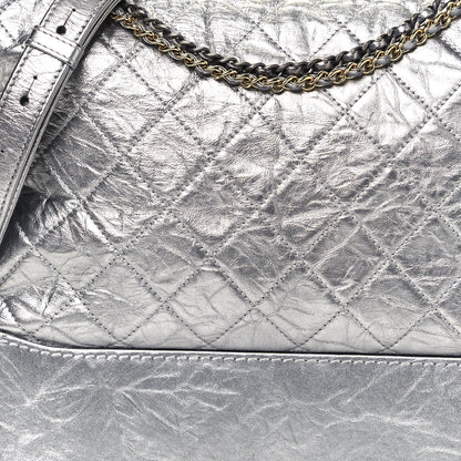 Chanel Metallic Aged Calfskin Quilted Large Gabrielle Silver 7 of 14