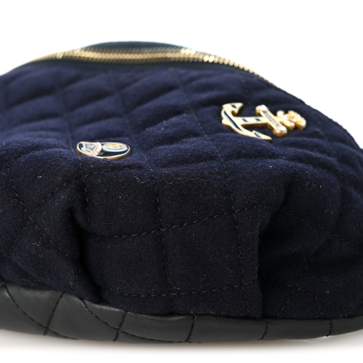 Chanel Wool Lambskin Quilted Paris Hamburg Charms Waist Bag Dark Navy 10 of 10