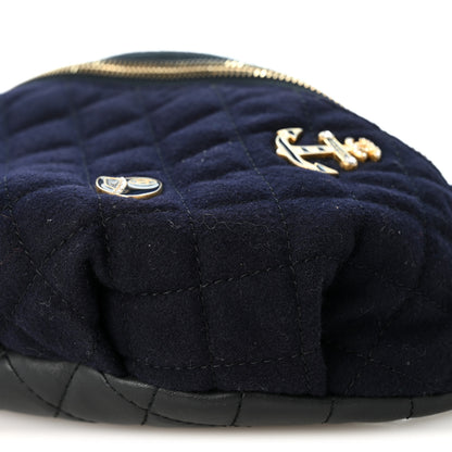 Chanel Wool Lambskin Quilted Paris Hamburg Charms Waist Bag Dark Navy 10 of 10