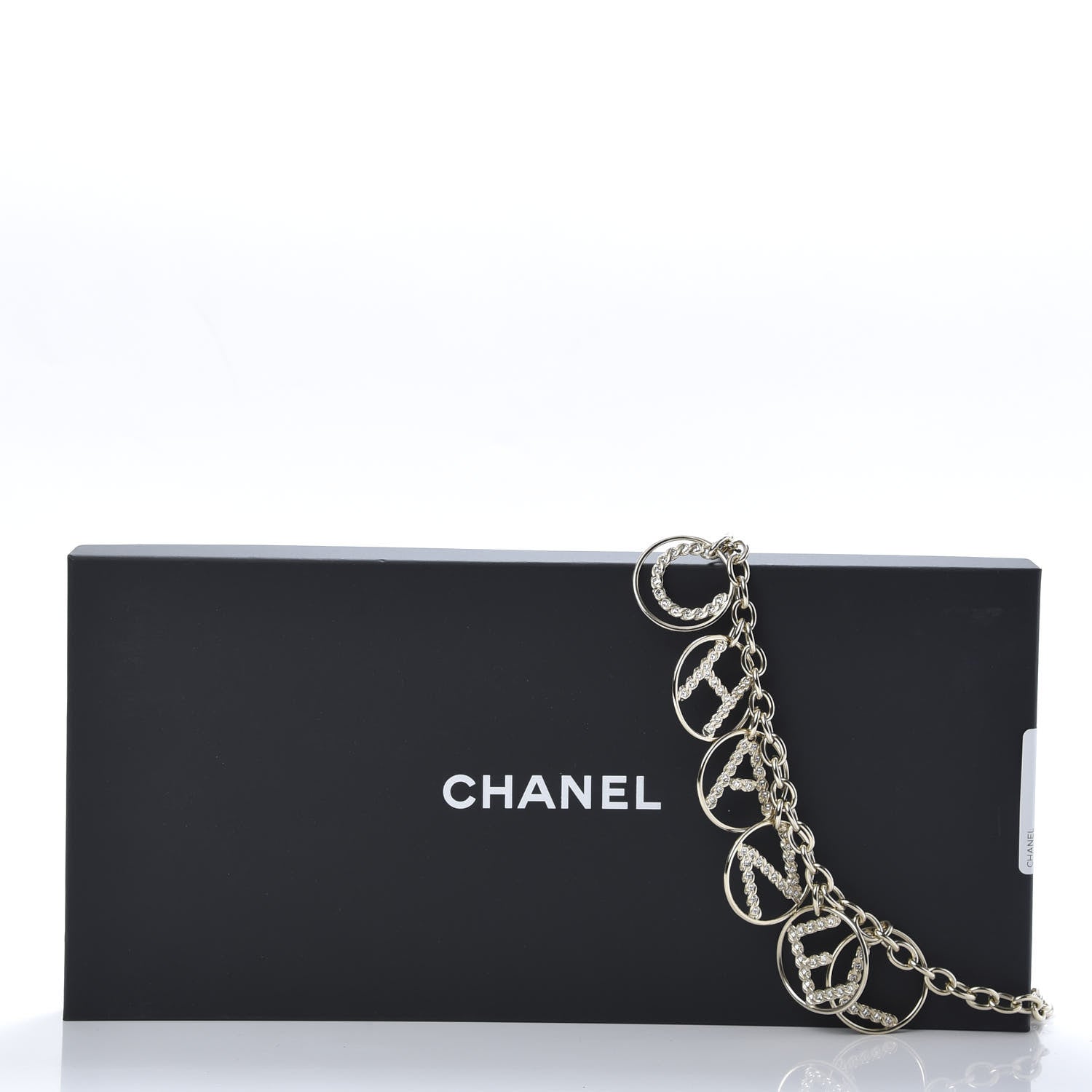 Chanel Metal Strass Crystal Chain Logo Belt Gold 4 of 4