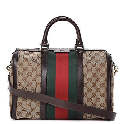 Gucci Monogram Vintage Web Medium Boston Dark Brown 1 of 12