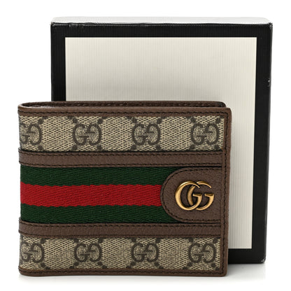 Gucci GG Supreme Monogram Web Mens Ophidia Bi-Fold Coin Wallet Beige New Acero 10 of 10