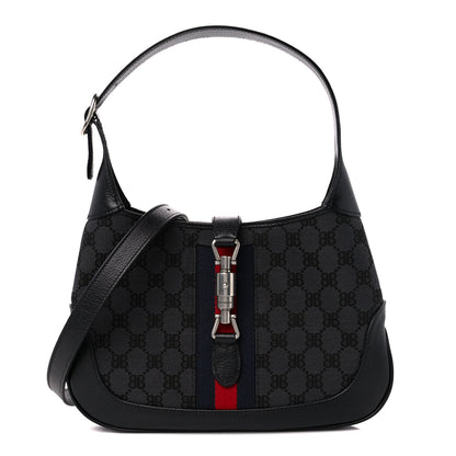 Gucci X BALENCIAGA BB Monogram Calfskin Web Small Jackie 1961 Hobo Black 1 of 11