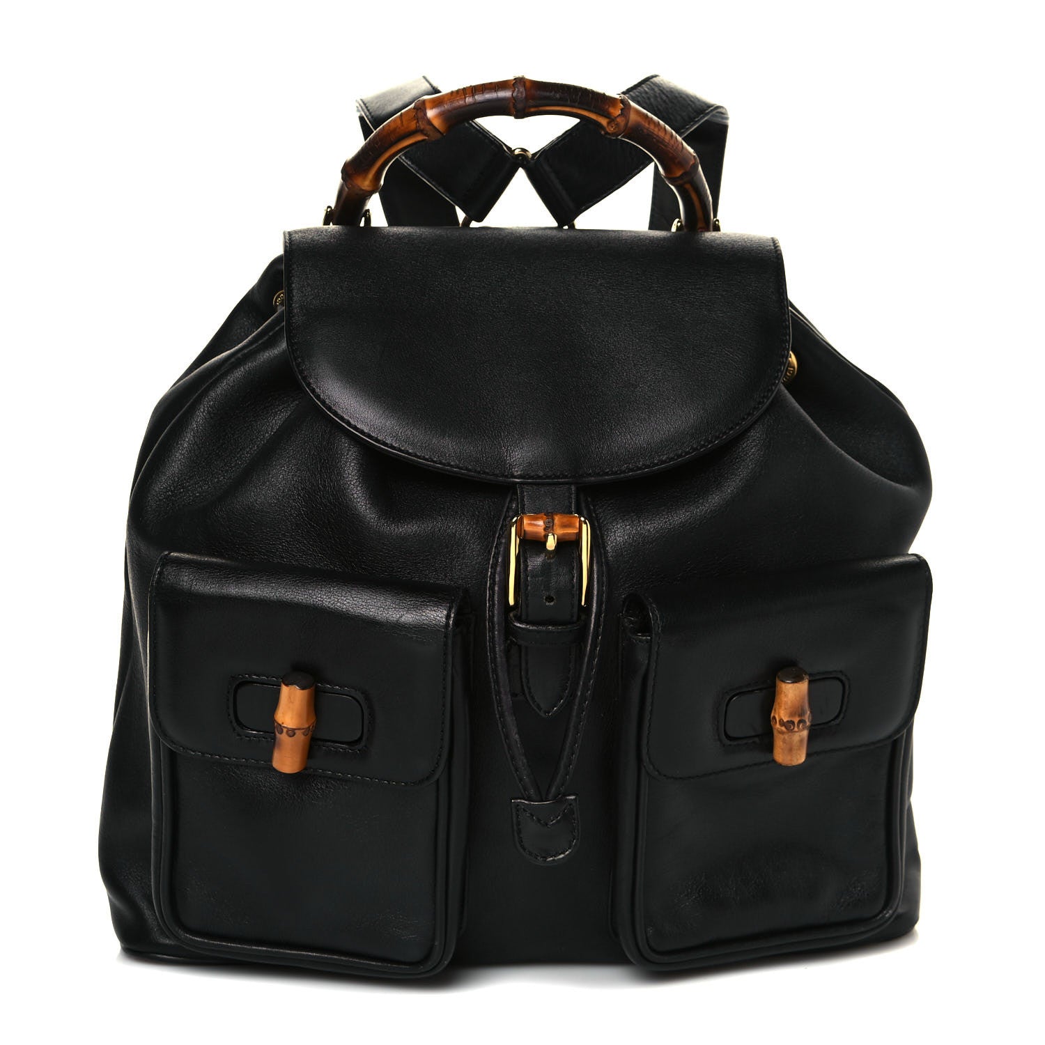 Gucci Calfskin Bamboo Backpack Black 1 of 15