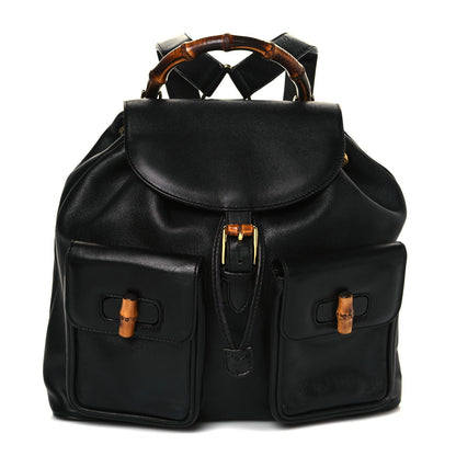 Gucci Calfskin Bamboo Backpack Black 1 of 15