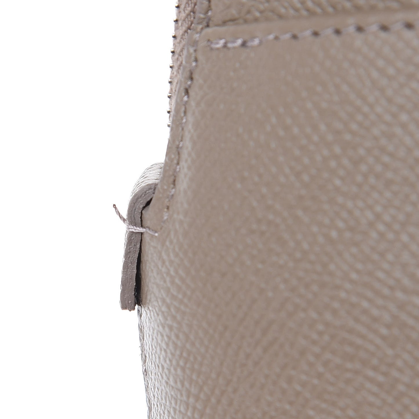 Signature Grained Calfskin Logo S Ville Top Handle Bag Mink Grey White