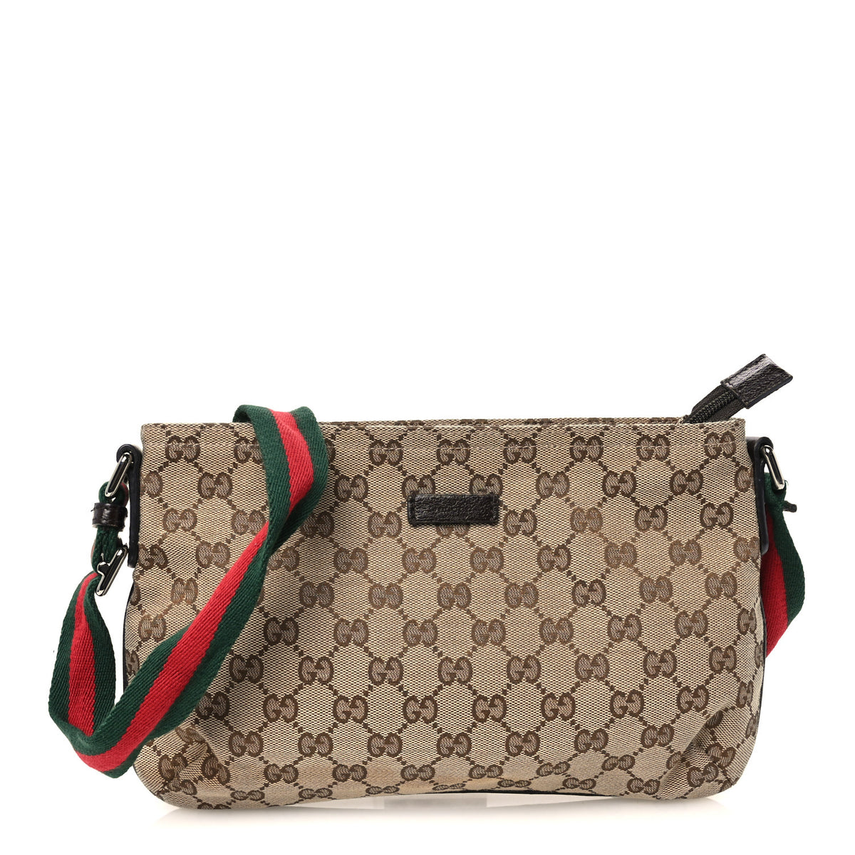 Gucci Monogram Web Small Flat Messenger Crossbody Dark Brown 1 of 10
