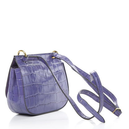 Mulberry Calfskin Crocodile Embossed Mini Amberley Flap Purple 3 of 11