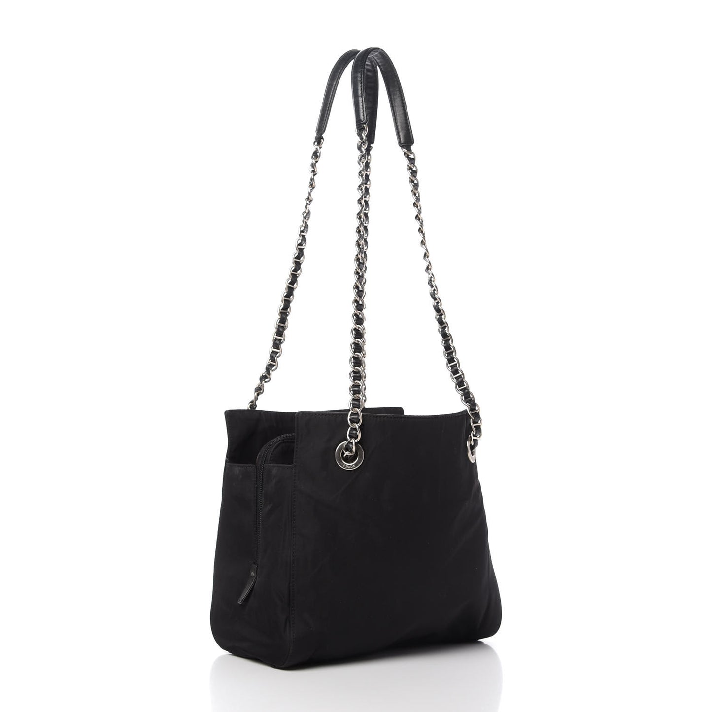 Tessuto Nylon Chain Shopping Tote Black