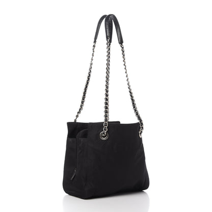 Prada Tessuto Nylon Chain Shopping Tote Black 3 of 10