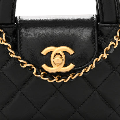 Chanel Shiny Aged Calfskin Quilted Mini Nano Kelly Shopper Black 8 of 11