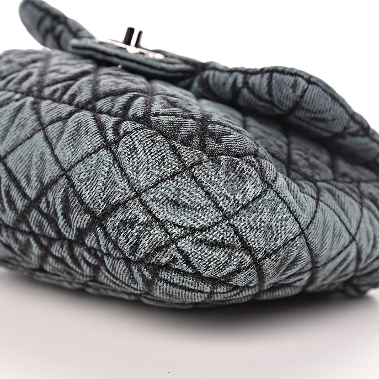 Denim Quilted Small Denimpression Flap Blue Black