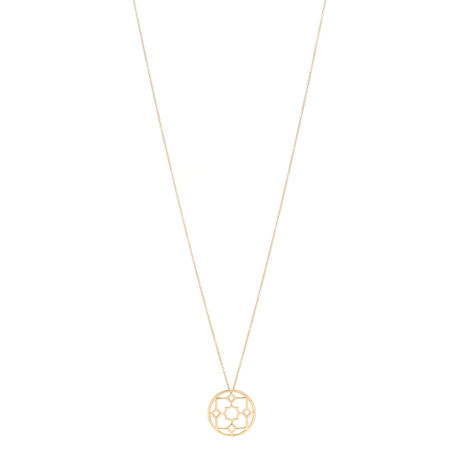 Tiffany 18K Yellow Gold Paloma Picasso Zellige Medallion Pendant Necklace 1 of 4
