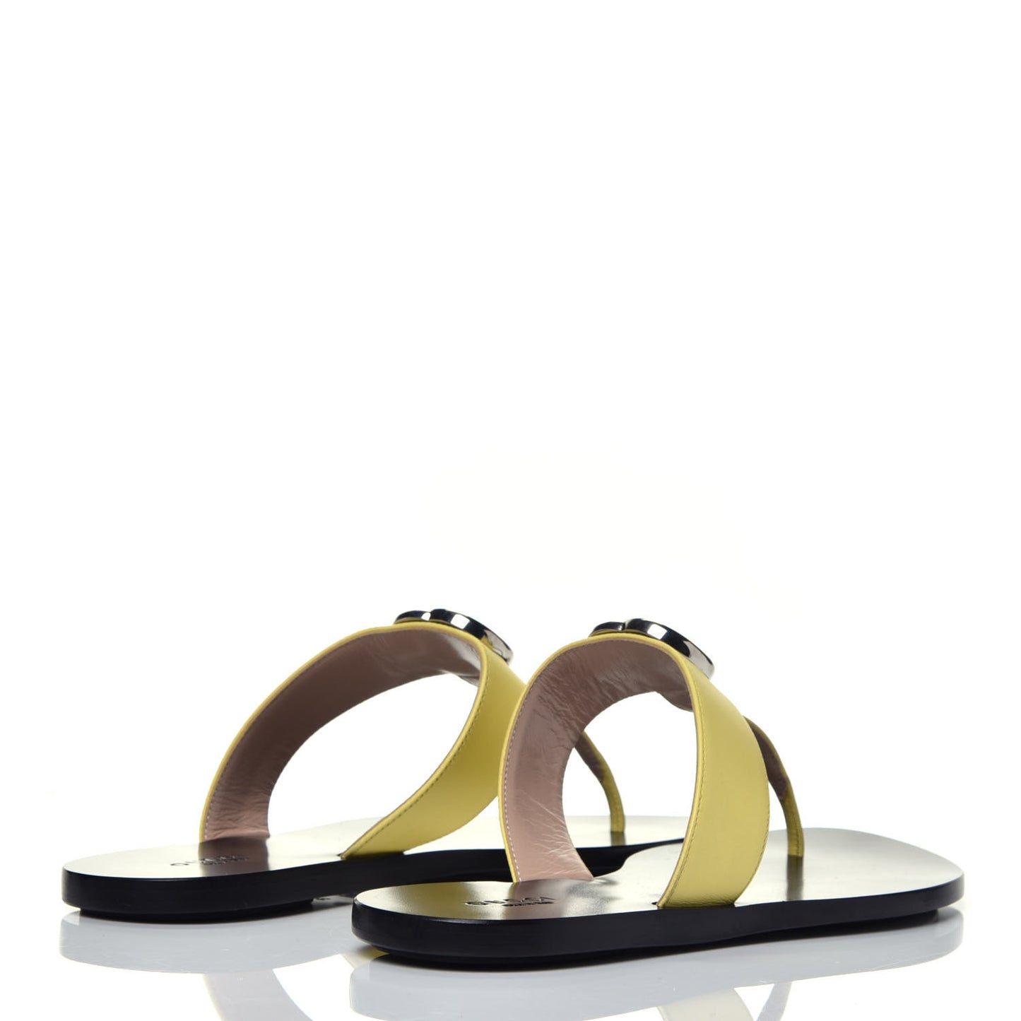 Calfskin GG Marmont Thong Sandals 38.5 Banana