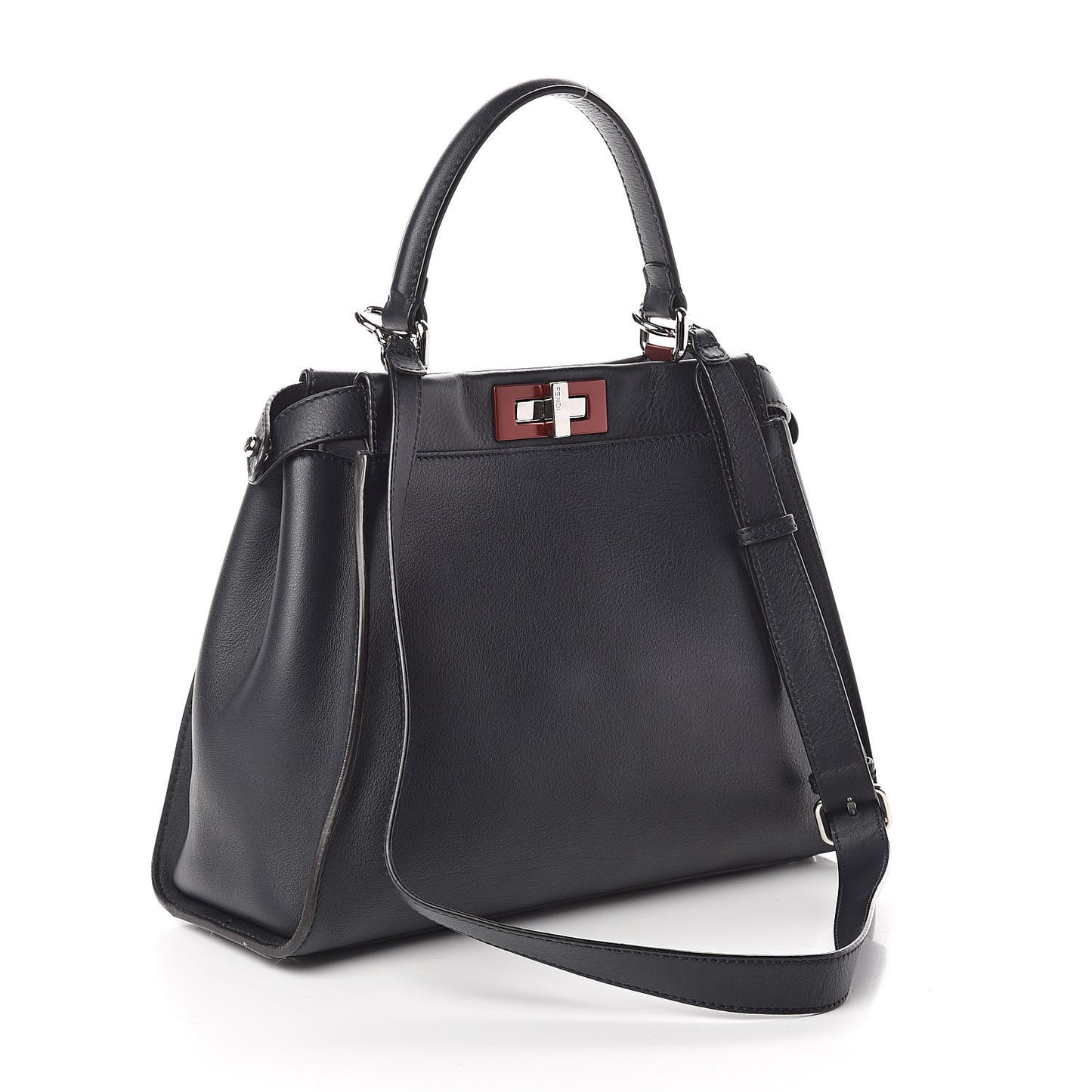 Vitello Seta Shiny Nappa Medium Peekaboo Iconic Satchel Blue Notte Ardesia