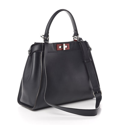 Fendi Vitello Seta Shiny Nappa Medium Peekaboo Iconic Satchel Blue Notte Ardesia 3 of 10