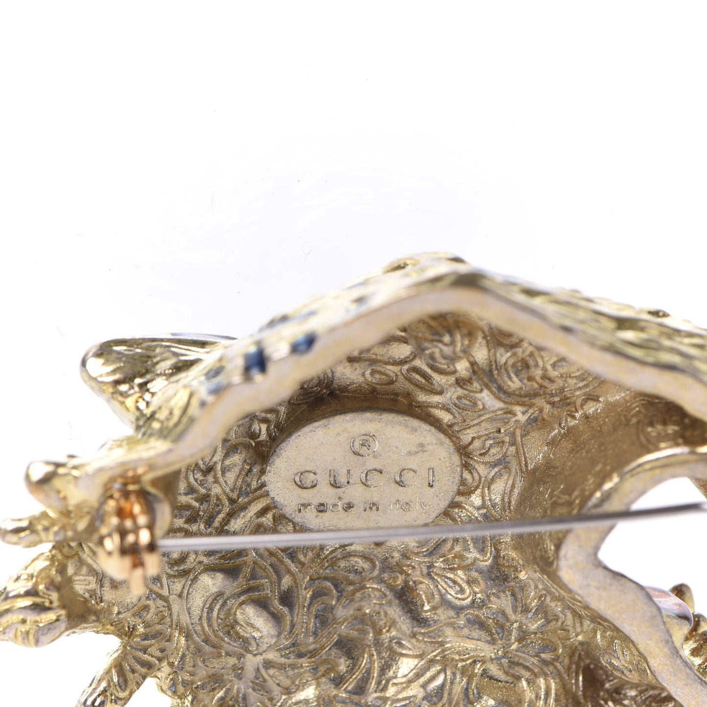Metal Crystal Rajah Brooch Gold