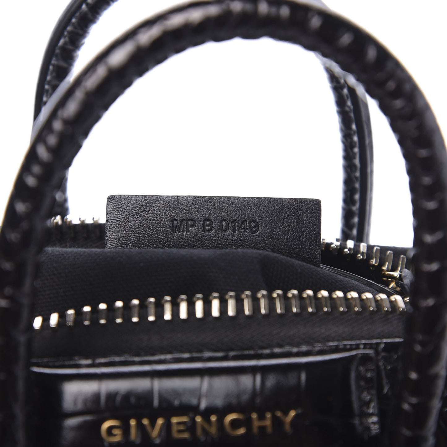 Calfskin Crocodile Embossed Mini Antigona Black