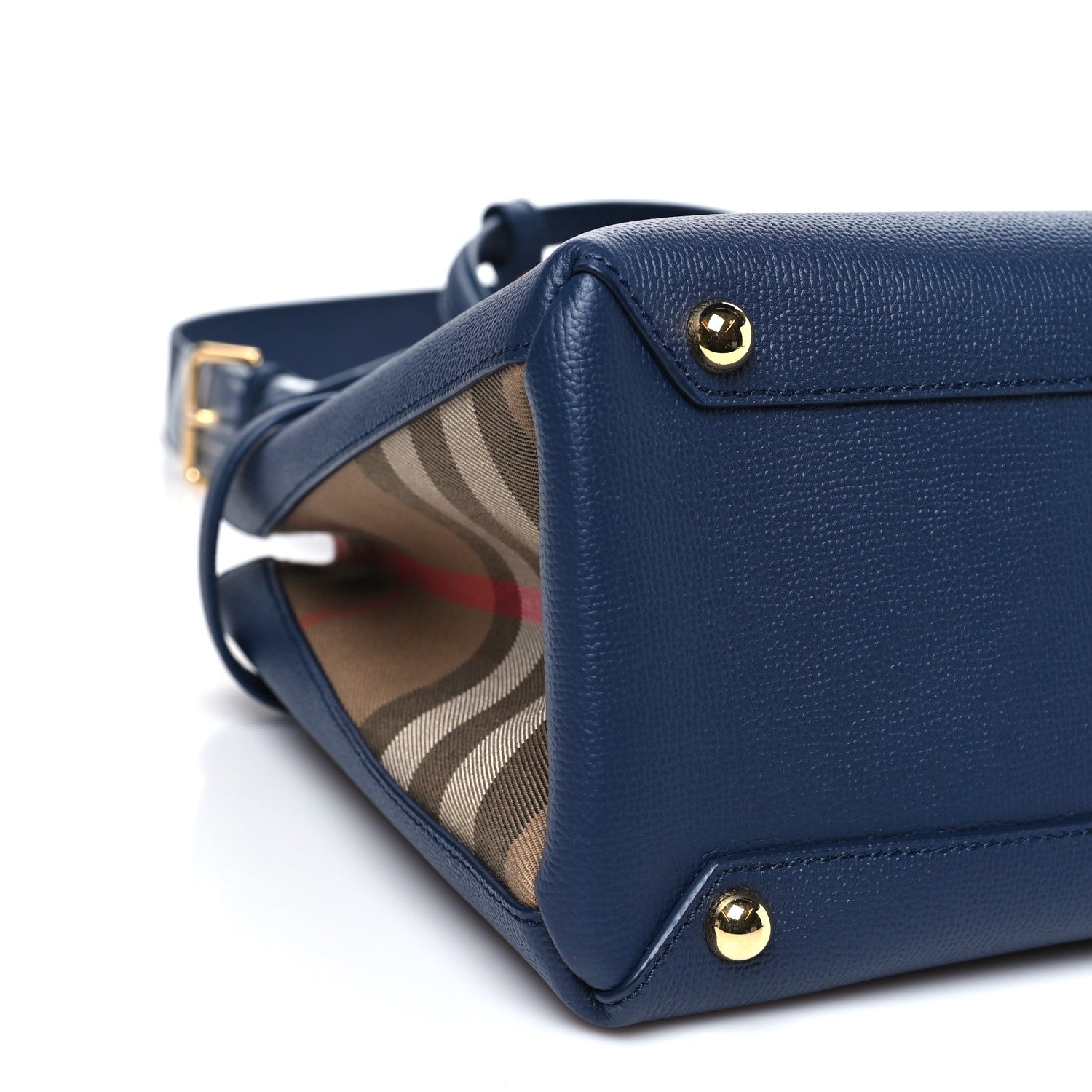 Burberry Derby Calfskin Vintage Check Medium Banner Tote Regency Blue 10 of 11
