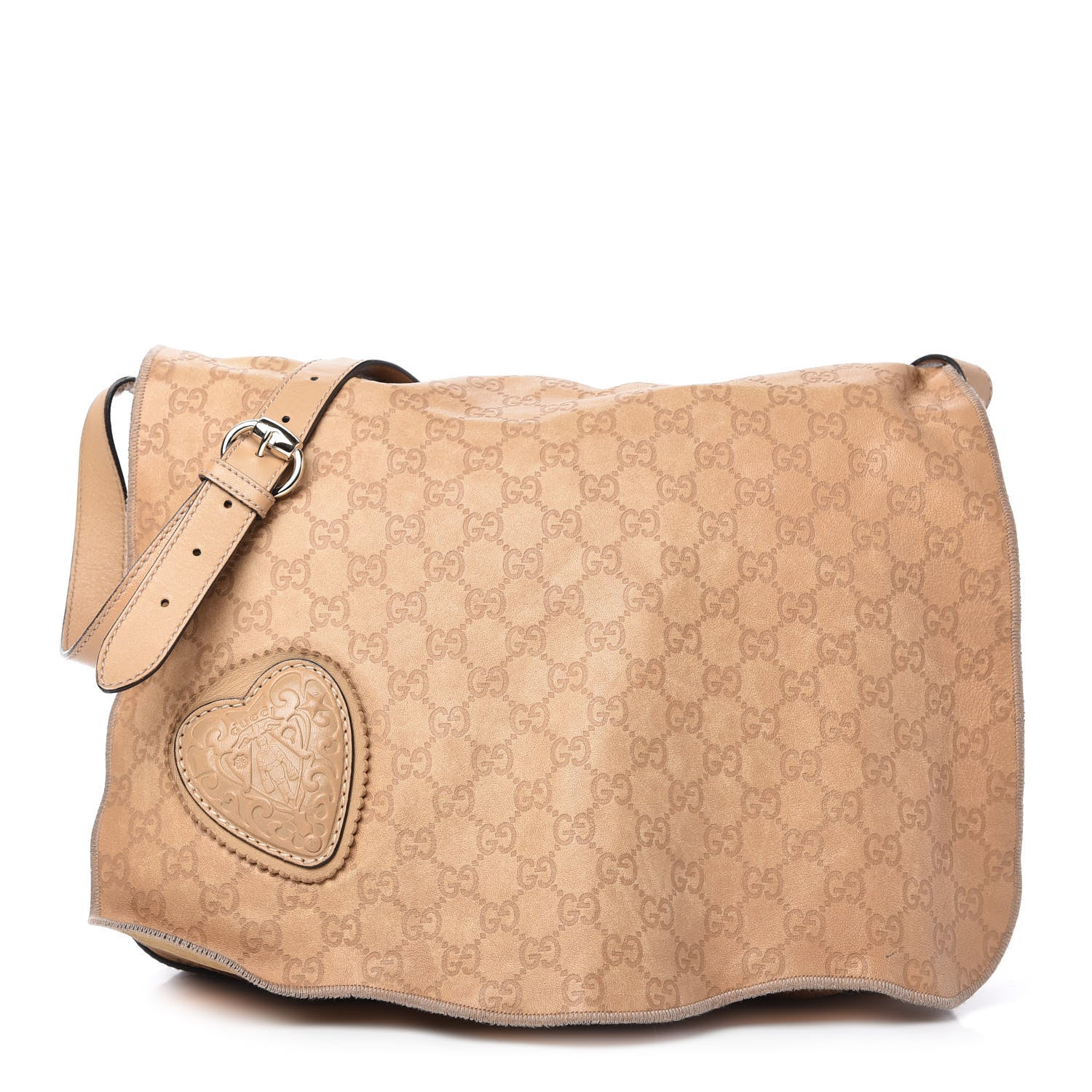 Gucci Guccissima Tribeca Messenger Bag Beige 1 of 10