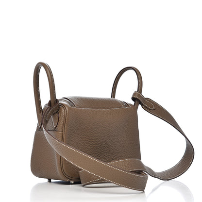 Hermes Taurillon Clemence Mini Lindy 20 Etoupe 3 of 10