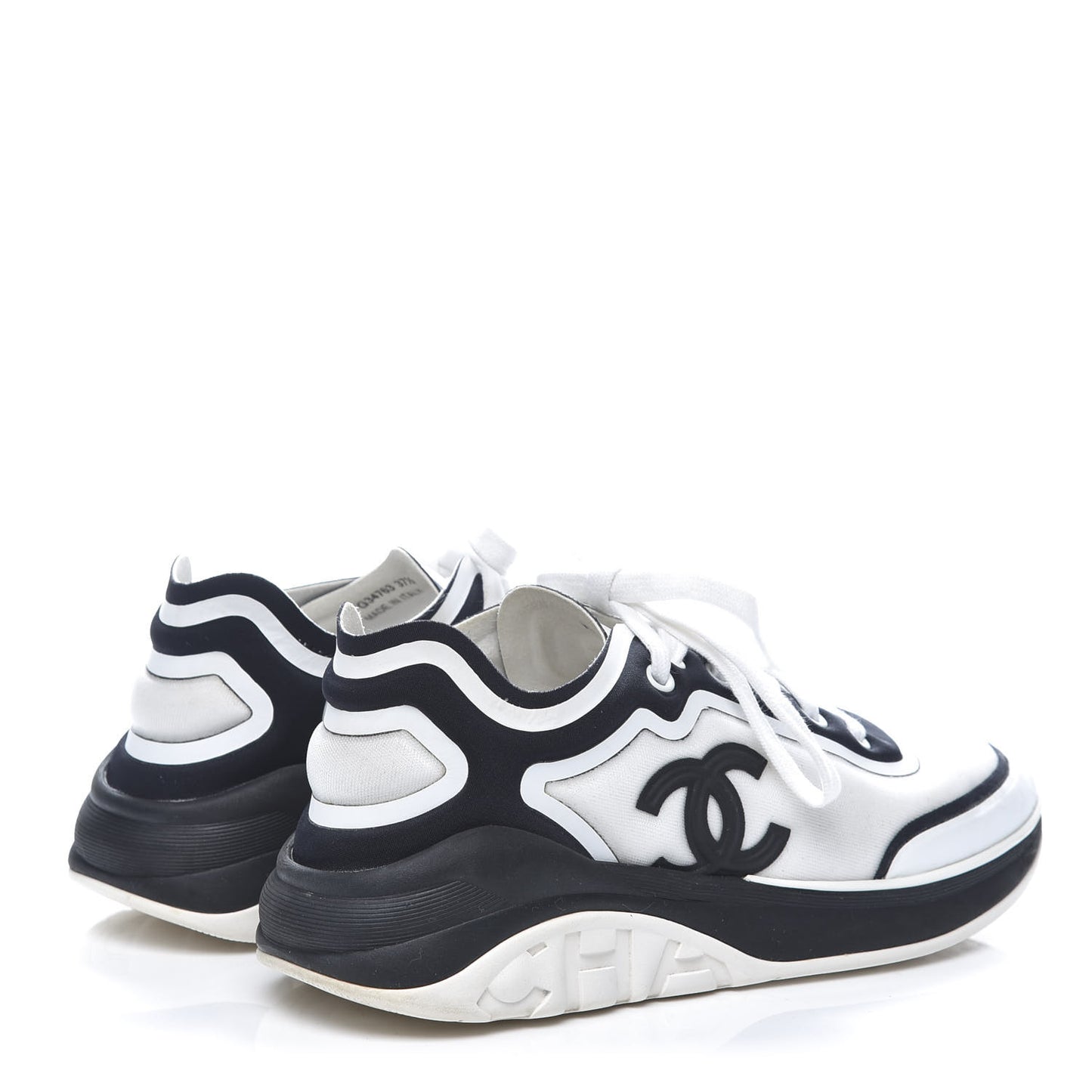 Suede Calfskin Stretch Fabric CC Sneakers 37.5 White