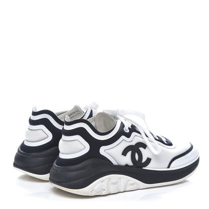Chanel Suede Calfskin Stretch Fabric CC Sneakers 37.5 White 4 of 9