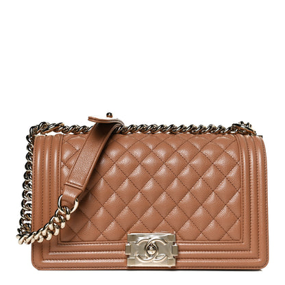 Chanel Caviar Quilted Medium Boy Flap Light Brown 1 of 13