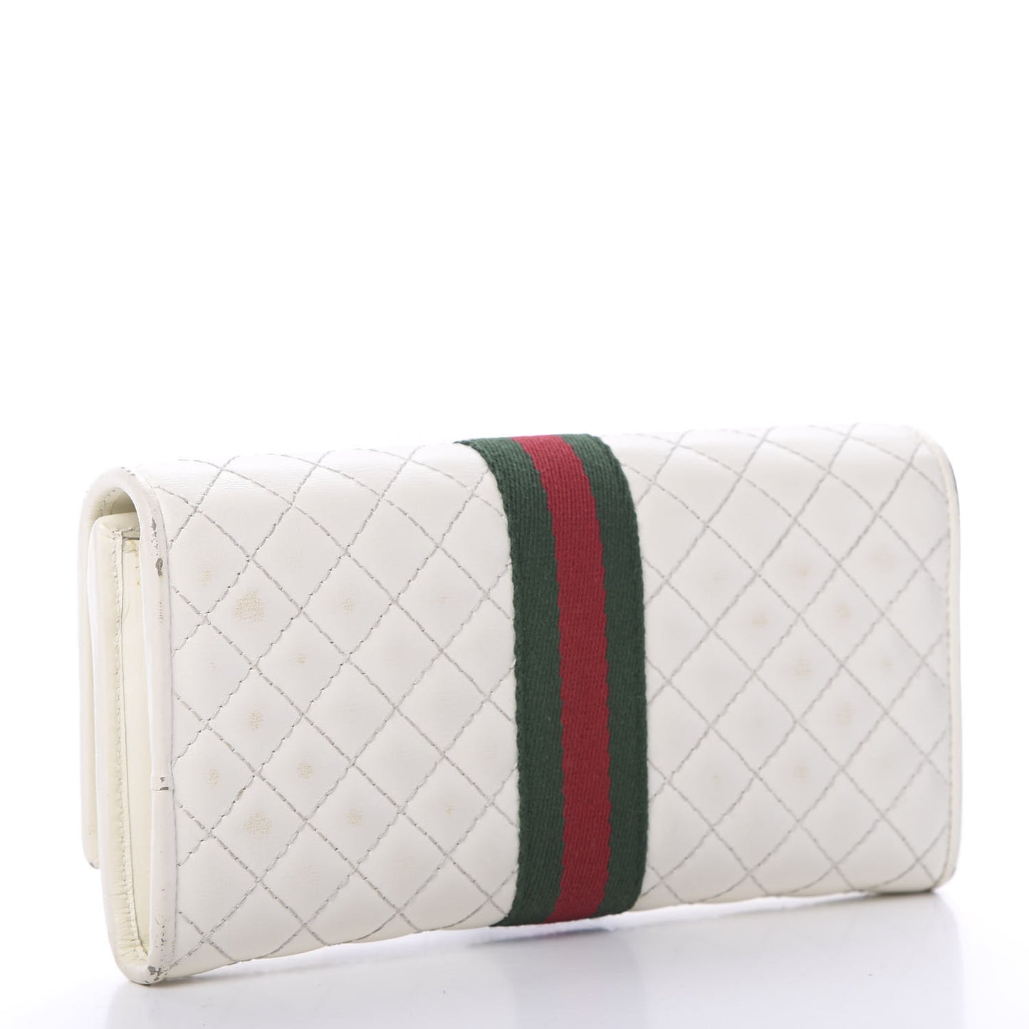 Calfskin Web Trapuntata GG Continental Wallet Off White