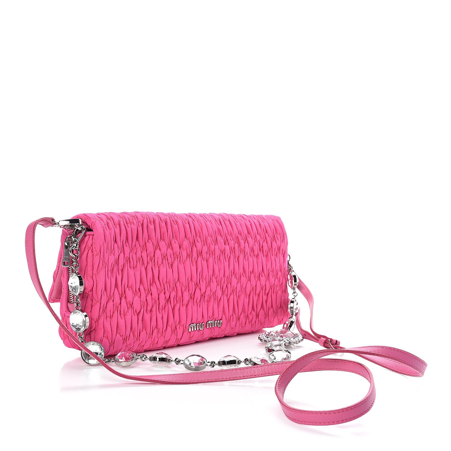 Miu Miu Faille Matelasse Crystal Flap Clutch Pink 3 of 10