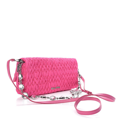 Miu Miu Faille Matelasse Crystal Flap Clutch Pink 3 of 10
