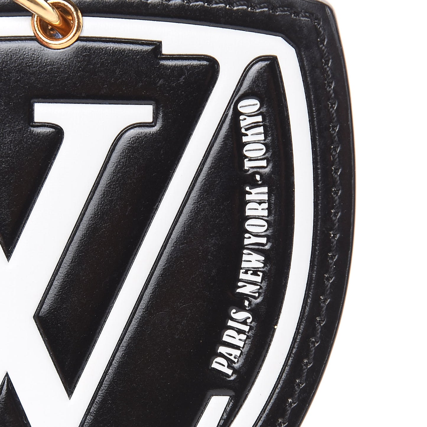 Calfskin World Tour Bag Charm Key Holder Black