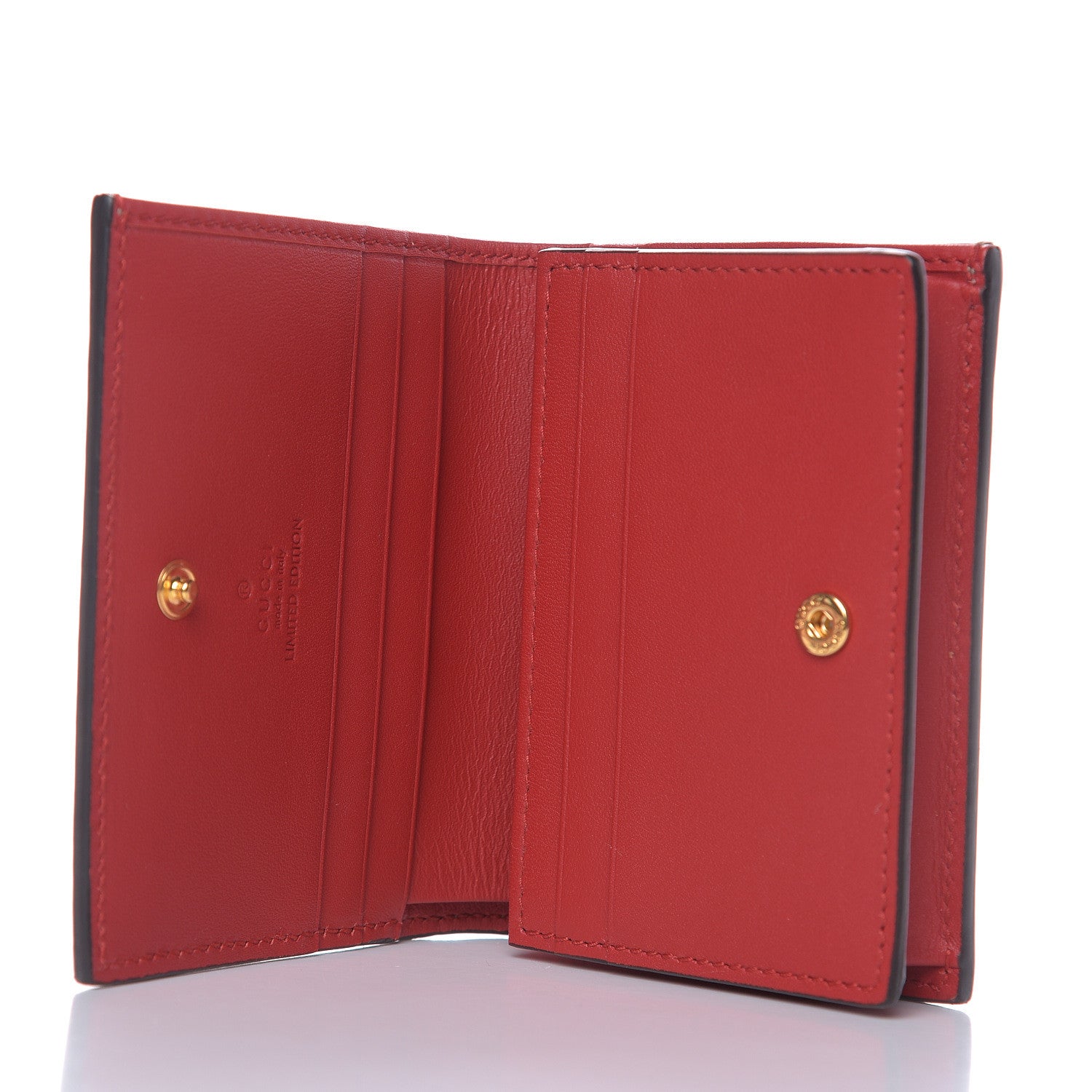 Gucci GG Supreme Monogram Bosco Patch Card Case Wallet Beige Malva Hibiscus Red 5 of 8