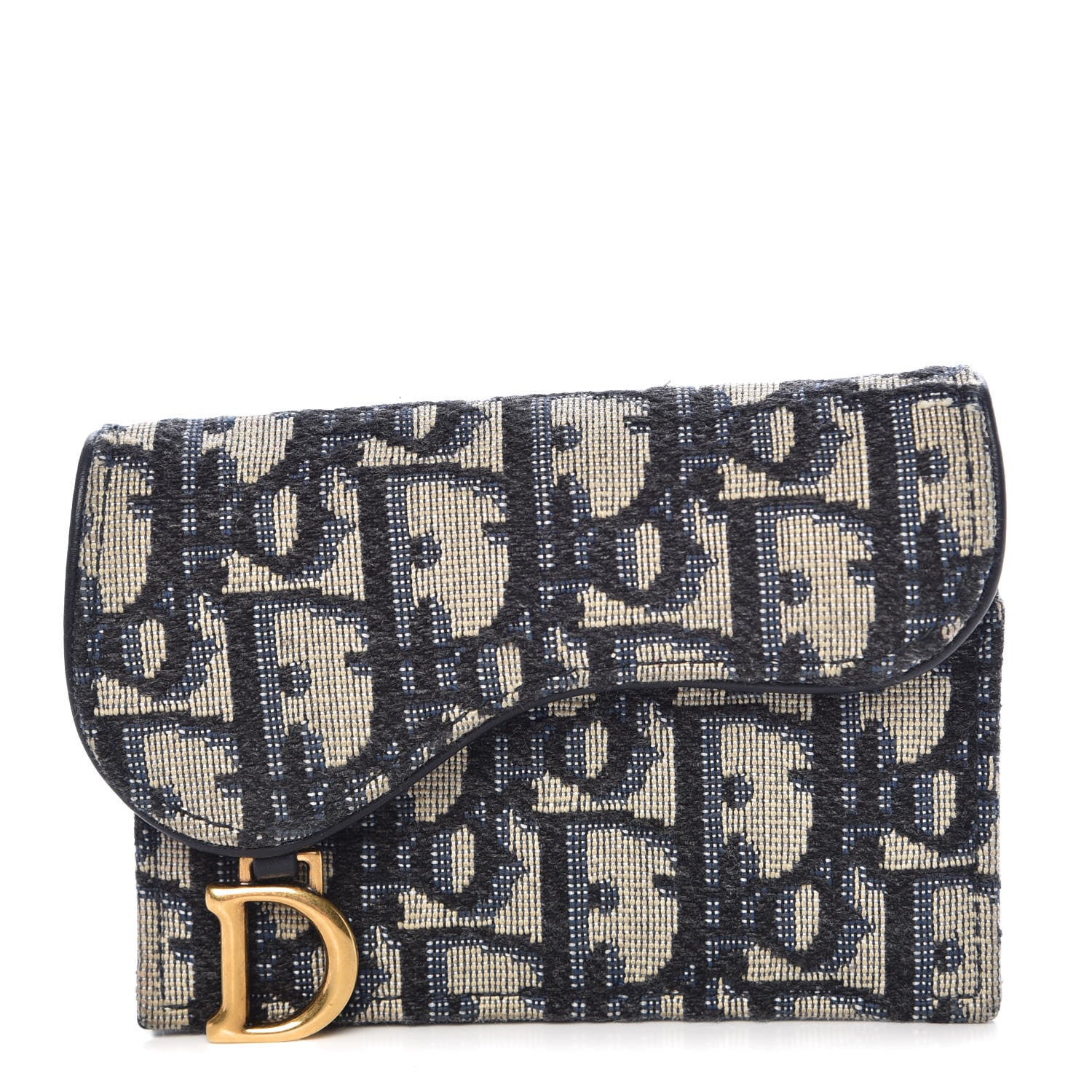 Christian Dior Oblique Saddle Card Holder Blue 1 of 8